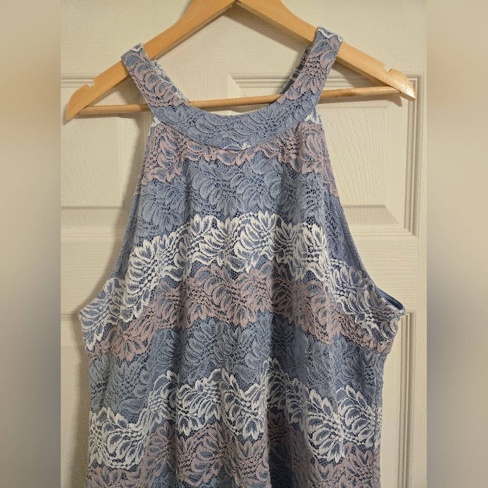 Ashley Stewart blue and white lace dress Sleeveless size 26W - Picture 5 of 10